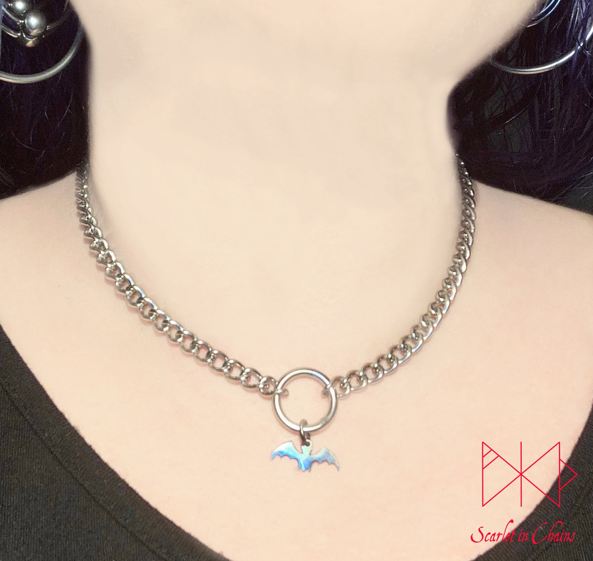 Stainless Steel Bat Choker – Scarlet in Chains
