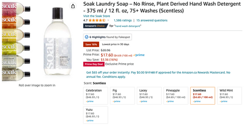 Soak laundry soak Amazon Prime day sale