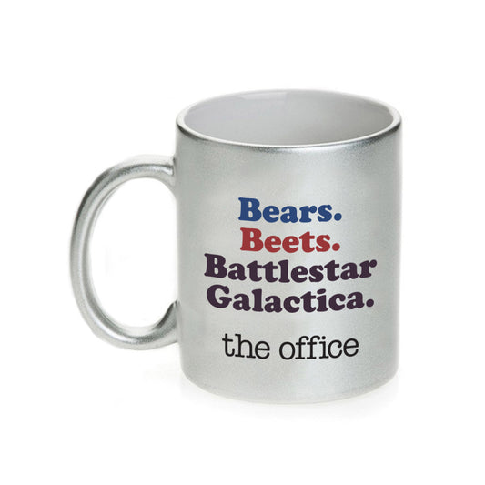 The Office Merchandise Bears Beets Battlestar Galactica Mug | The Office Gifts TV Show - Dunder Mifflin Mug Cup | The Office Merch Memorabilia Funny