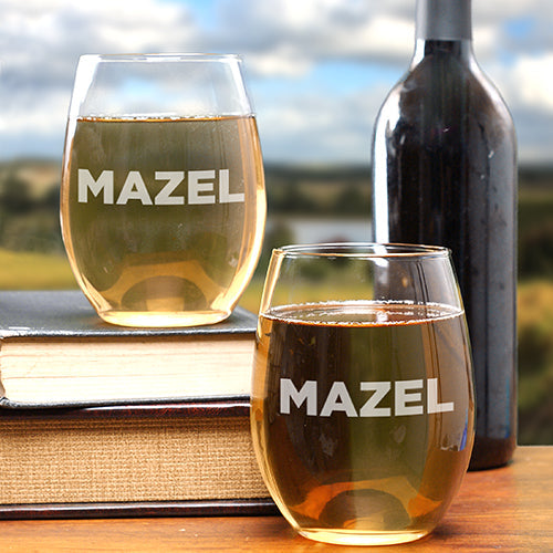 Watch What Happens Live Mazel Personalized Stemless Wine Glasses - Set –  NBC Store