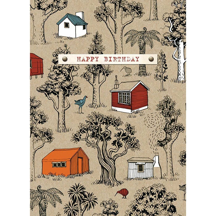  Card  Happy  Birthday  Tramping Huts The Red Dog Gift Shop NZ