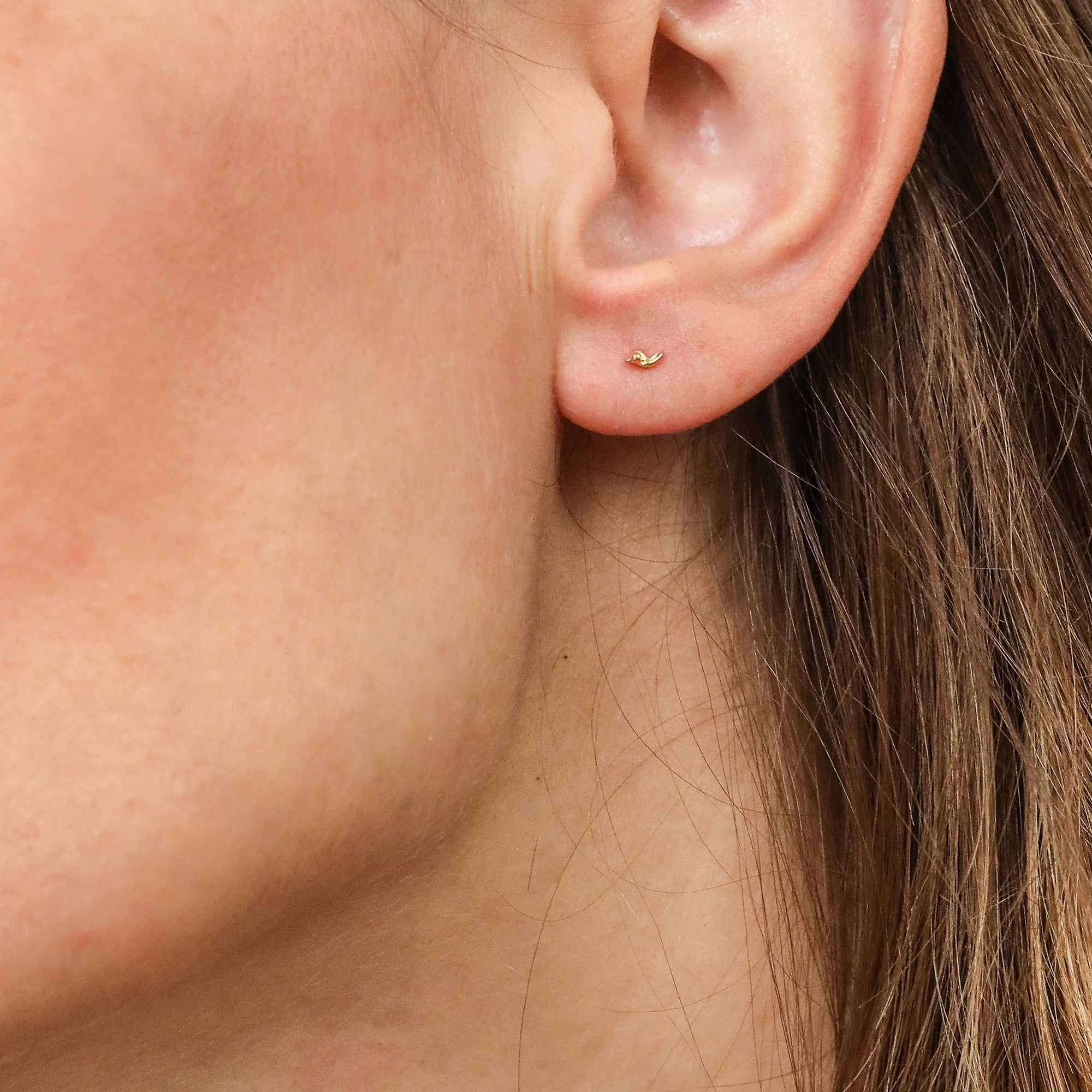 Stem Stud Earrings - Delicate Gold Stud Earrings - Lausanne Jewelry 
