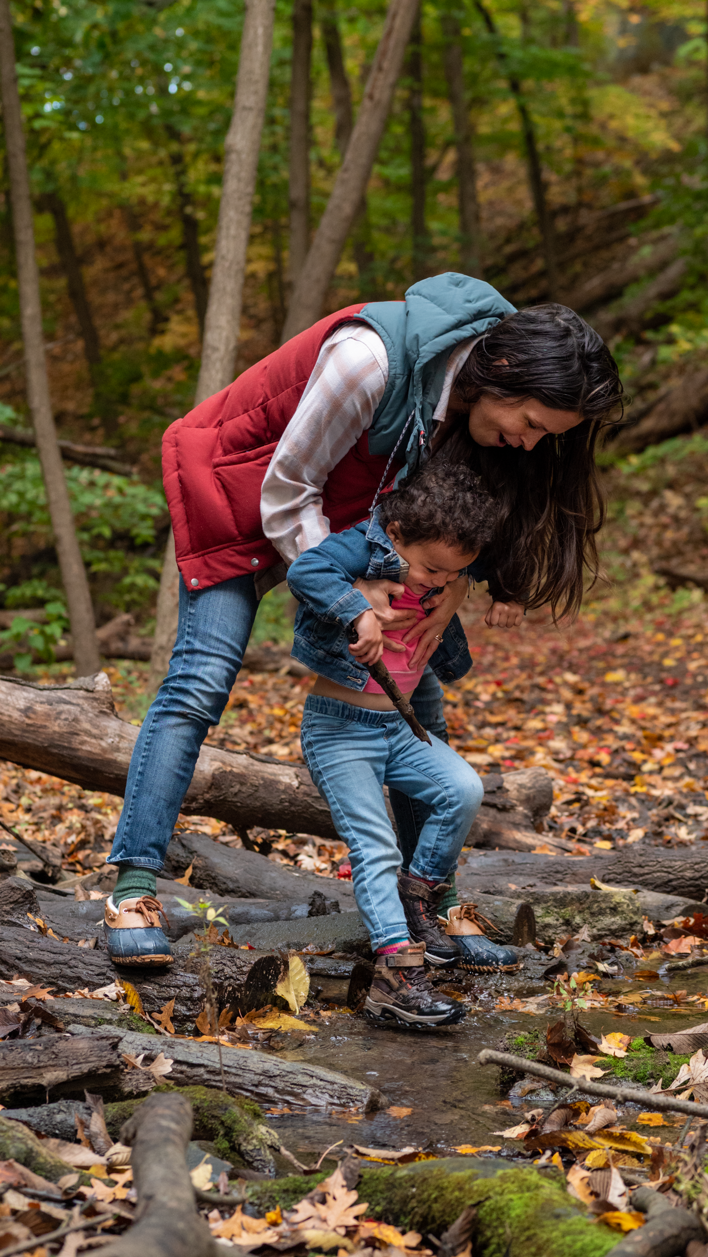 toddler hiking boots shown with family