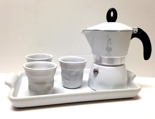 Bialetti Maker Set 3 tazas de café expreso, 11.8 x 7.9 x 5.9 in, color gris  y blanco