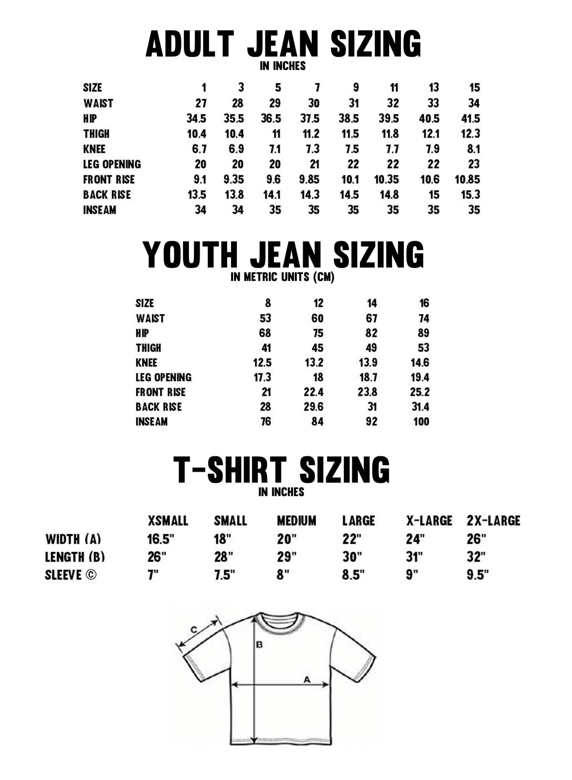 Only Size Chart