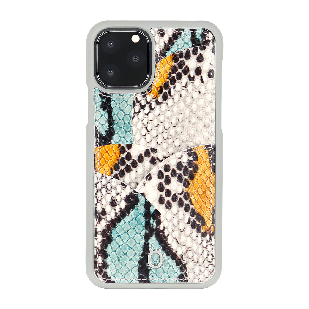 iPhone 11 Pro Max Phone Case with Multi-colored Italian Python Series Leather