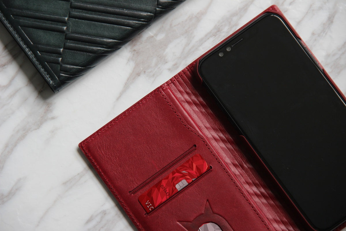 Emboss Leather Folio_iPhone XS Italian Leather Case