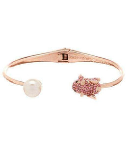 Kate Spade New York Imagination Pig Open Hinge 12K Pearl Rose Gold Bracelet Luxe Galaxy