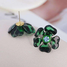 Load image into Gallery viewer, Kate Spade Petal Pushers Green Floral Crystal Stud Earrings w/ Gift box Luxe Galaxy