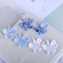 Load image into Gallery viewer, Lele Sadoughi Multi-color Blue Small Crystal Lily Earrings Luxe Galaxy