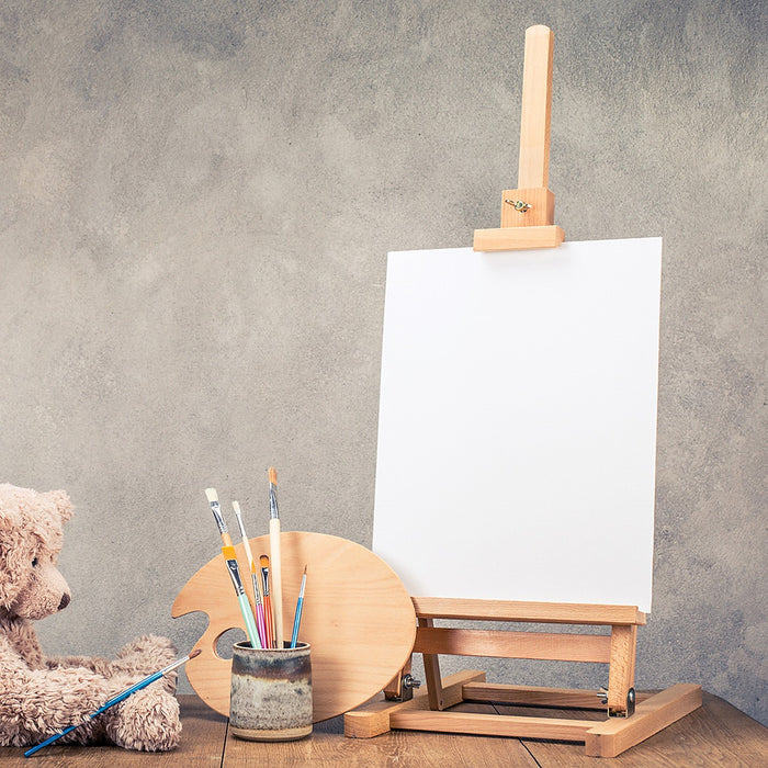 Painting Stand Wooden Easel with Blank Canvas Poster Sign Board Stock Image  - Image of school, retail: 66497145