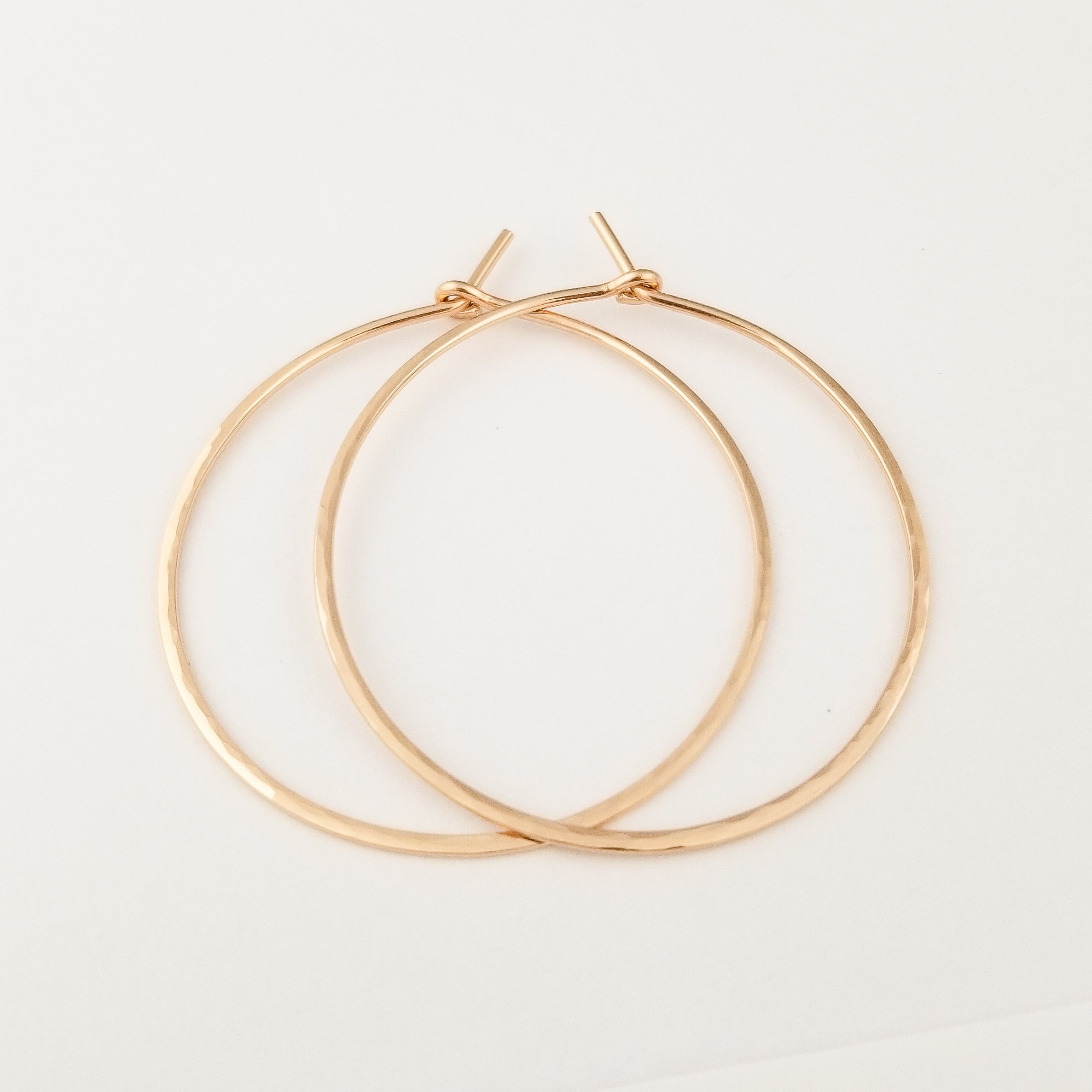 Thick Hammered Solid Gold Hoop Earrings - Aris Designs