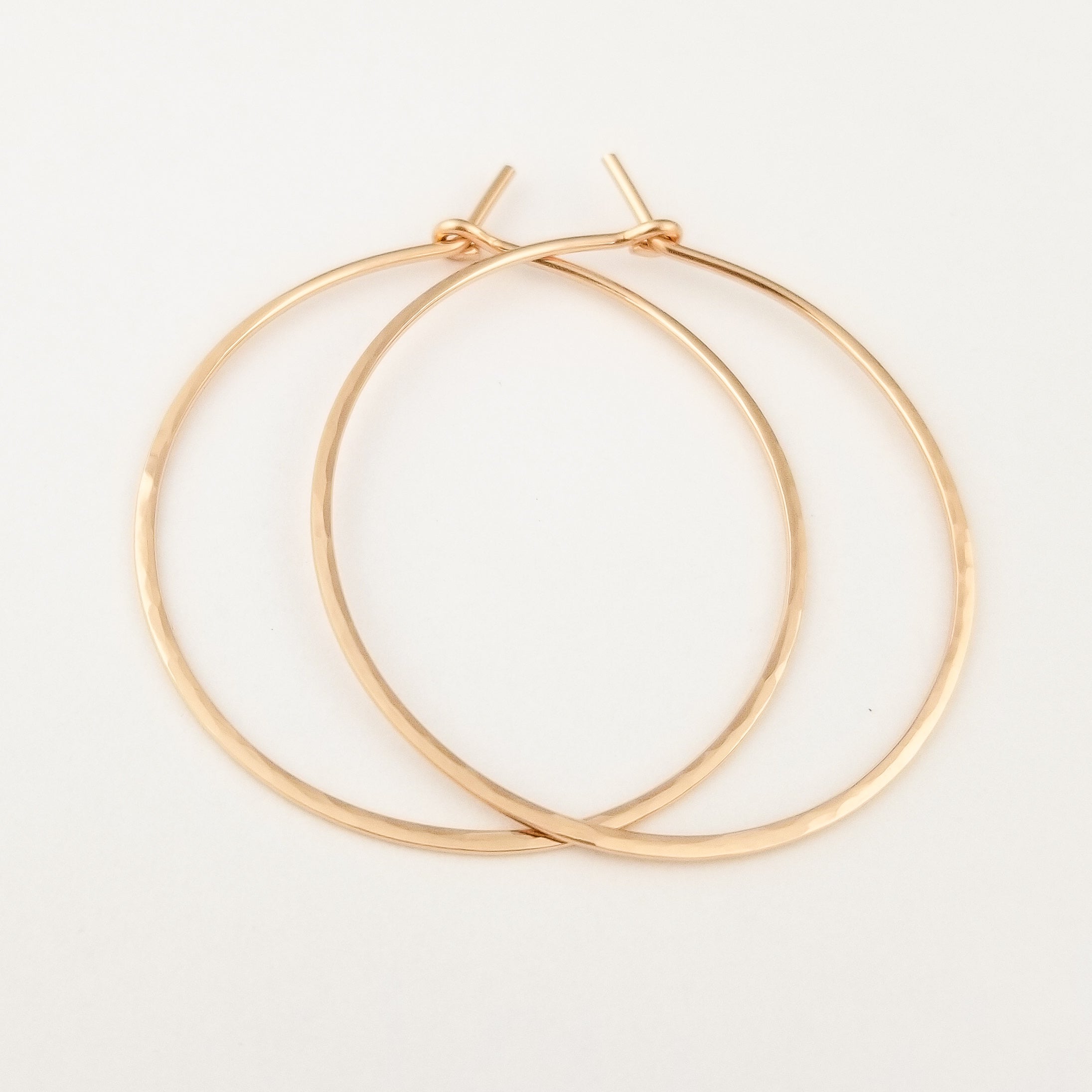 Thick Hammered Solid Gold Hoop Earrings - Aris Designs