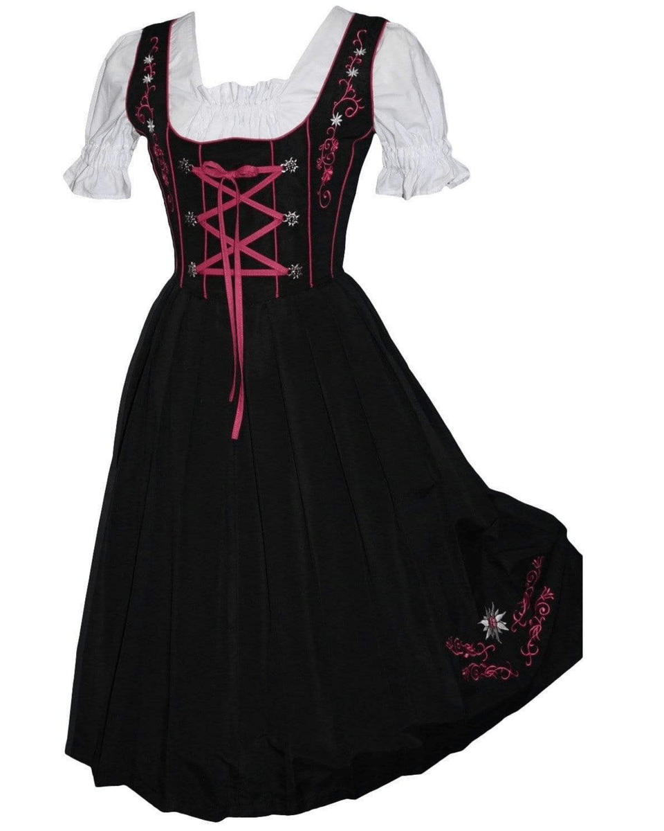 3 Pcs Long Black & Pink German Woman Oktoberfest Dirndl Dress ...