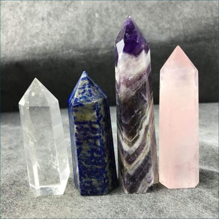 Collector Set of 4 Wands (Rose Quartz Dream Amethyst Lapis Lazuli and Crystal Quartz)
