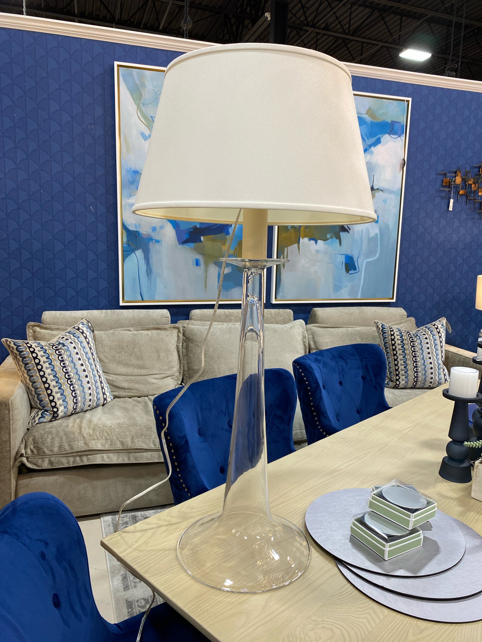 BARBARA COSGROVE TABLE LAMP CLEAR CLASS CANDLE STICK
