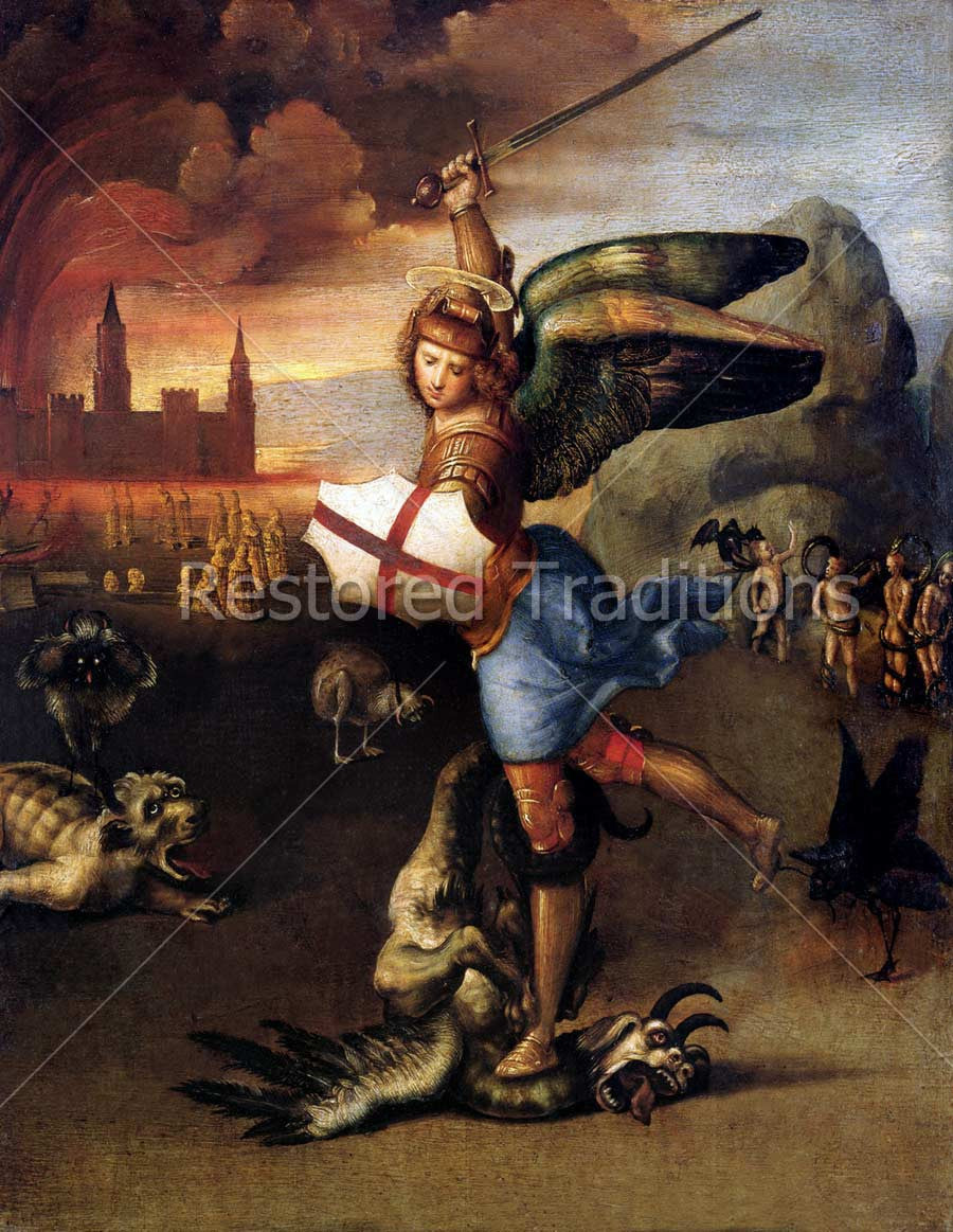 st michael and the dragon raphael high quality stock art restored traditions usd