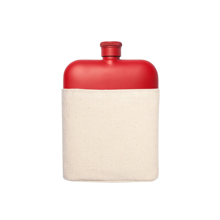 Red 6oz Flask with Canvas Carrier