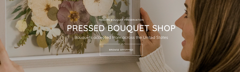 Browse now banner on Pressed Bouquet Shop home page