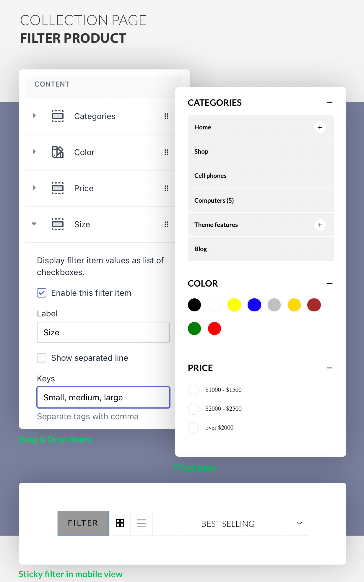 Collection page - drag & drop filter items