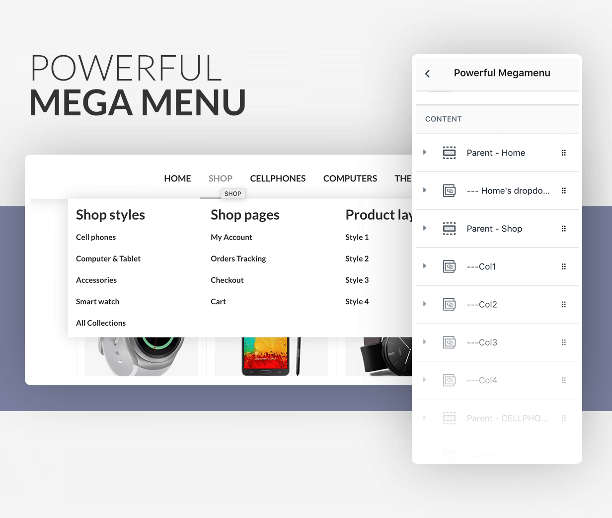 Mega menu drag & drop