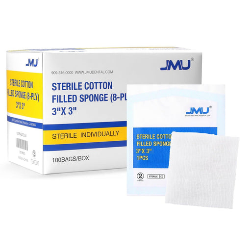 JJ CARE Sterile Gauze Pads 2 x 2 (Box of 100) 12-Ply Cotton