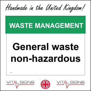 GE166 Waste Management General Waste Non-Hazardous Sign