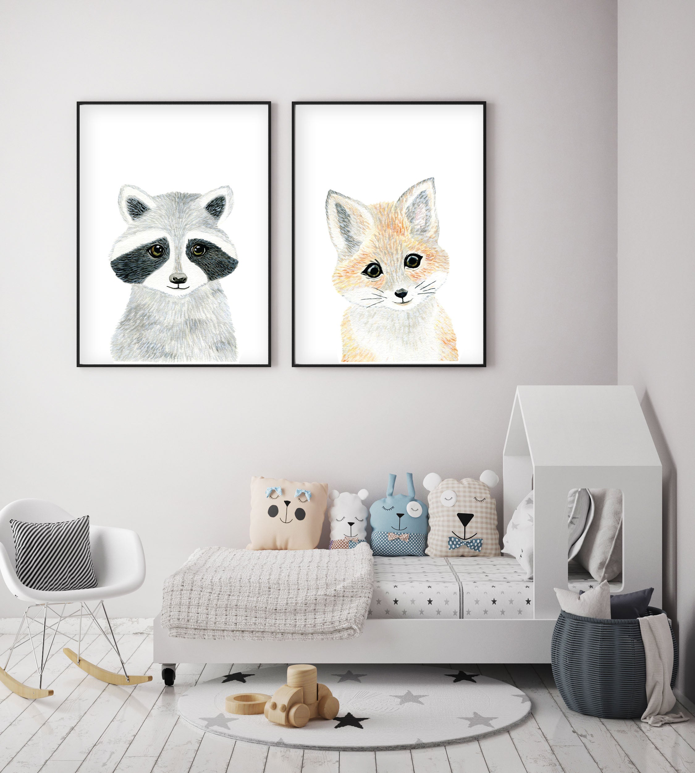 11x14 Canvas Print with Woodland Animals for Your Nursery or Kids