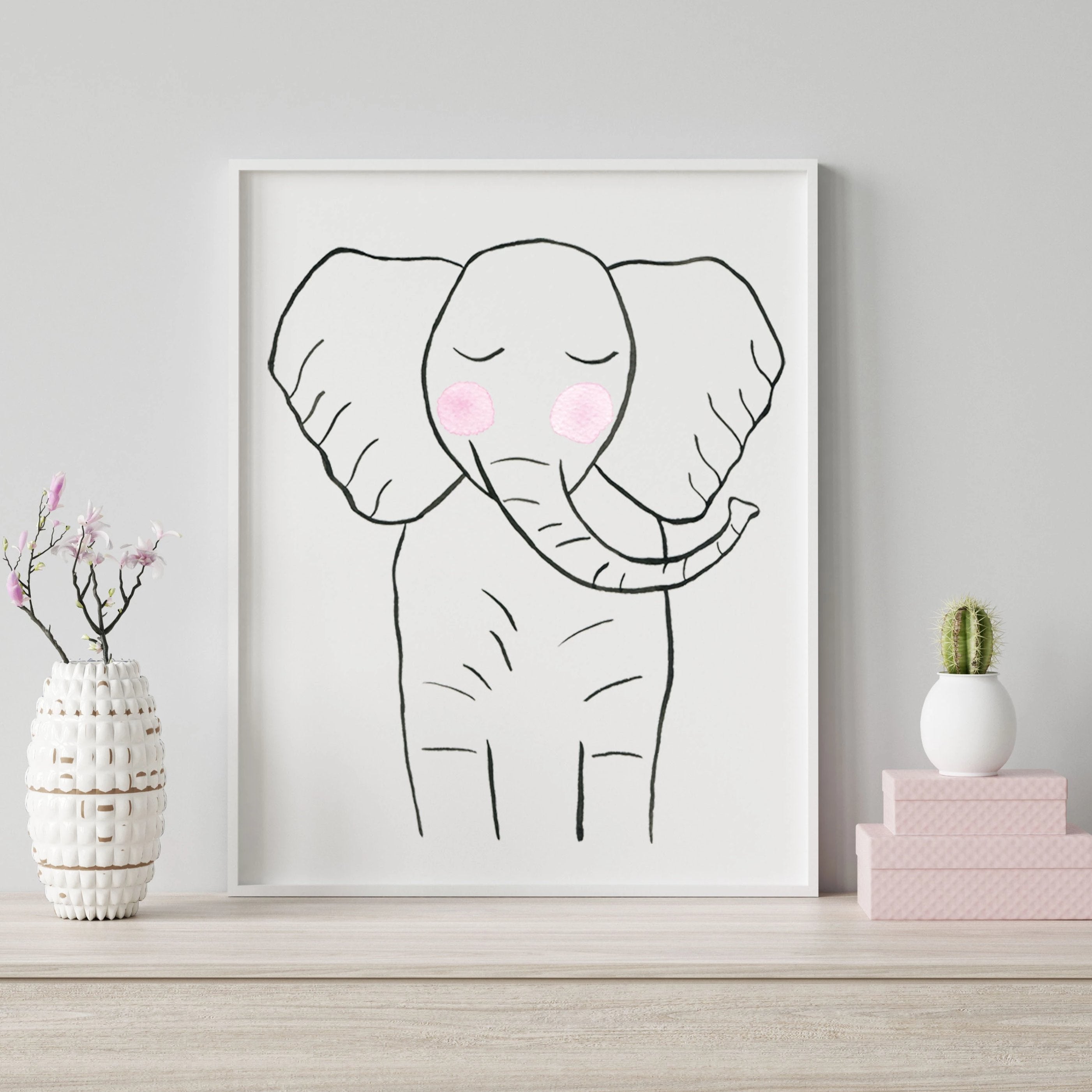 Black & White Elephant - Safari Animals Nursery