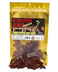 LEMON PEPPERED BEEF JERKY- ALIEN JERKY - Elmor's Distribution - Jerky Peppered