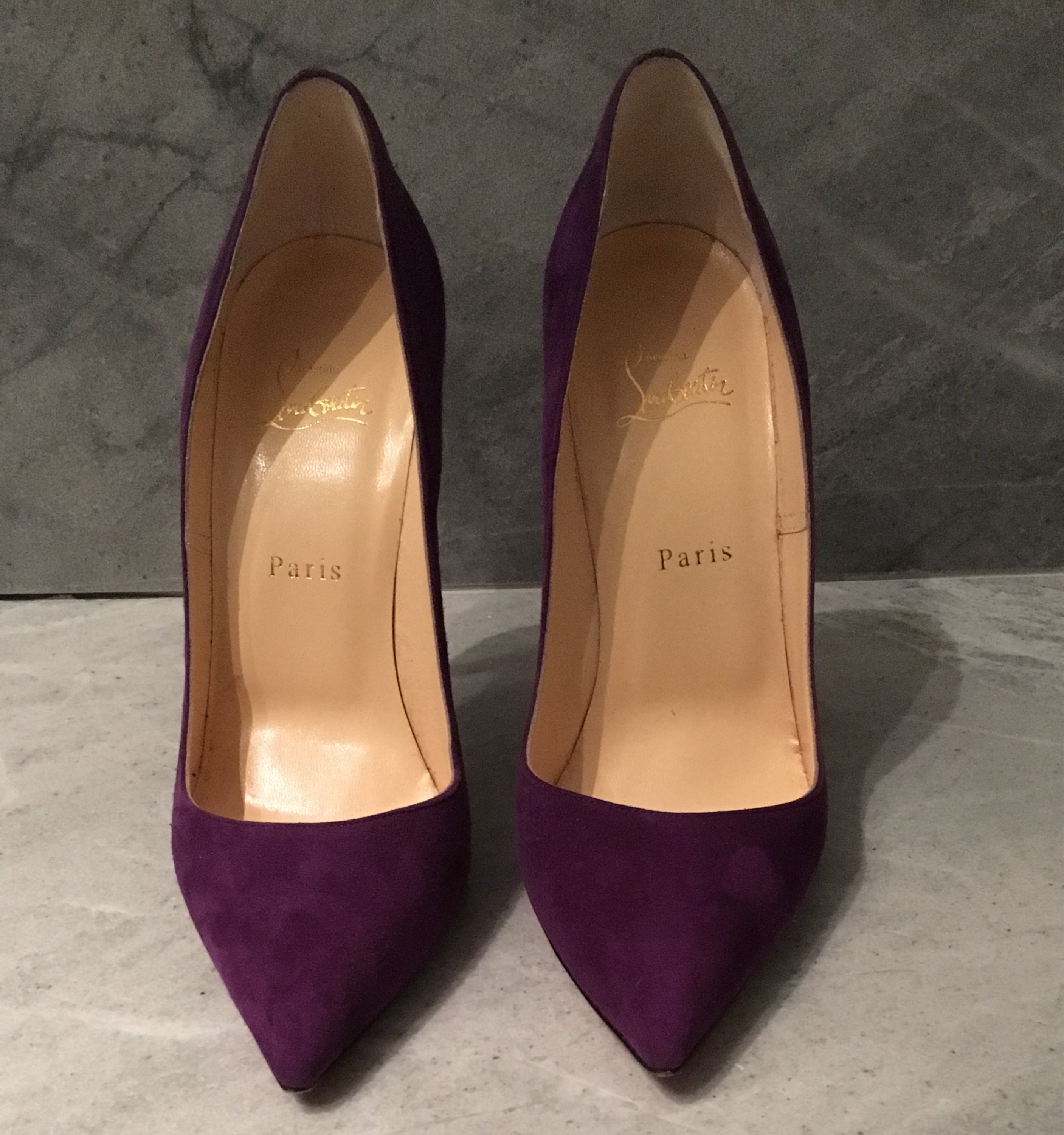 Christian Louboutin Purple Suede So Kate Pump – Tulerie