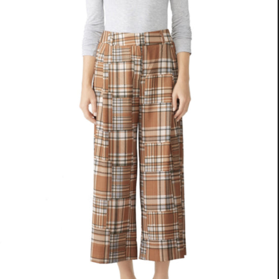 PatBo Plaid Wide Legged Cropped Trousers – Tulerie