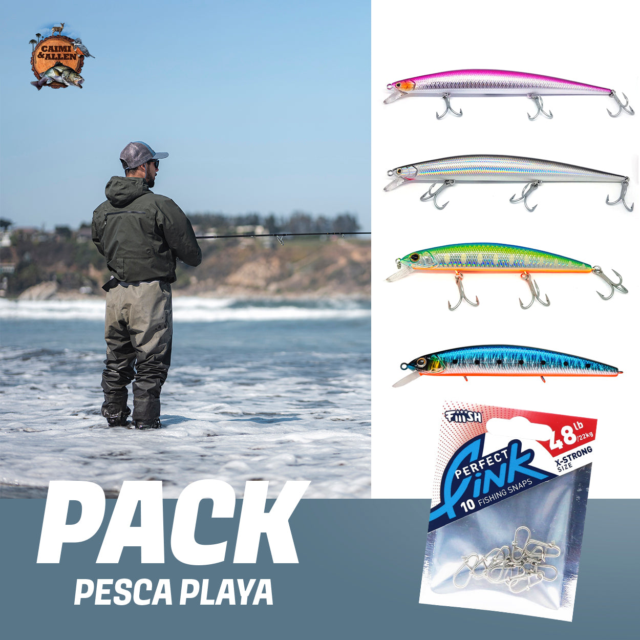 PACK PESCA SEÑUELOS MINNOW VARIADO - Caimi & Allen