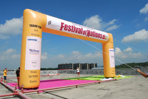 custom inflatable arch with removable banners