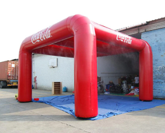 red Coca-Cola-branded misting tent