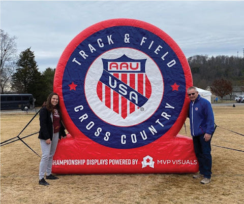 custom inflatable sign for track & field event