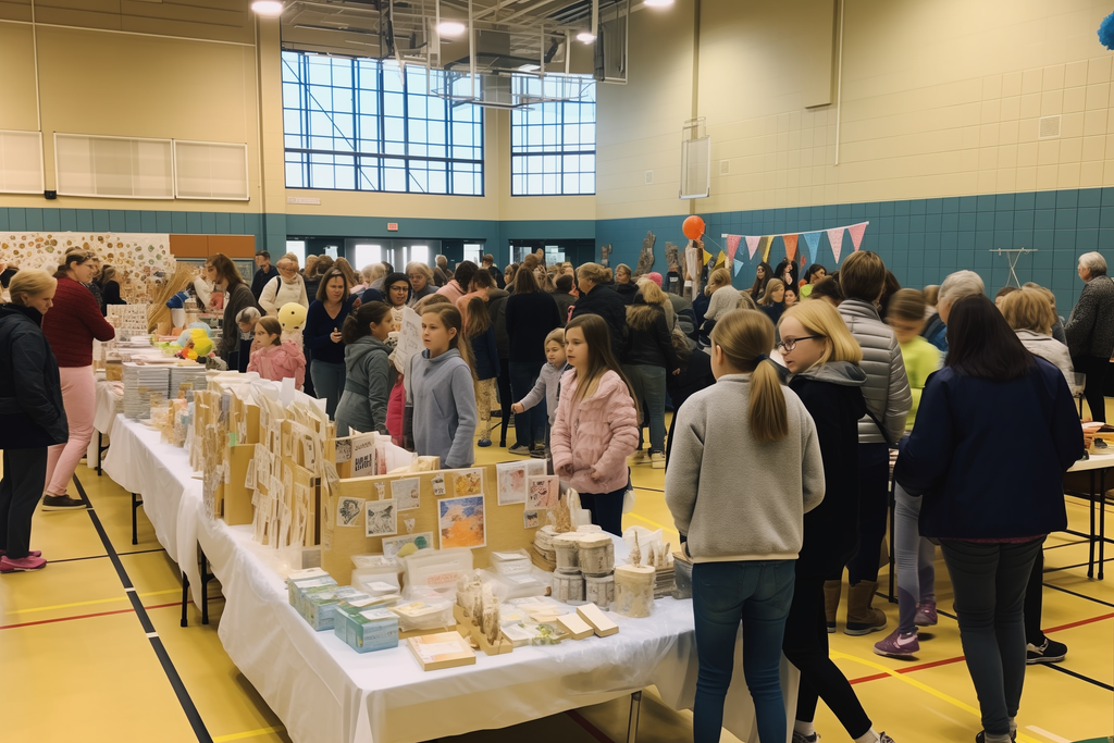 kids crafts zone at elementary school health and wellness fair