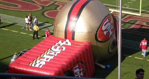 inflatable helmet and tunnel for the San Francisco 49ers football team