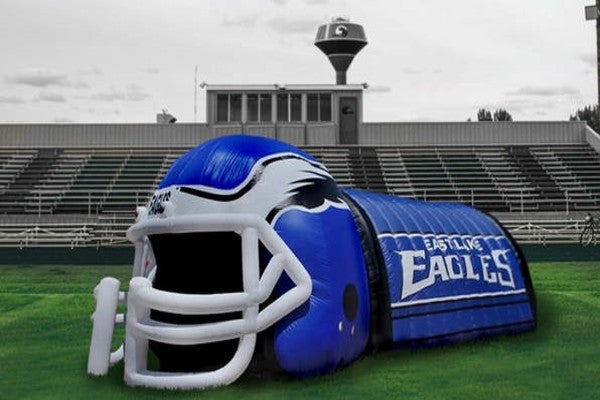 white and blue eagles custom inflatable tunnel