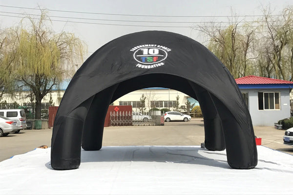 black custom inflatable dome tent on drive through