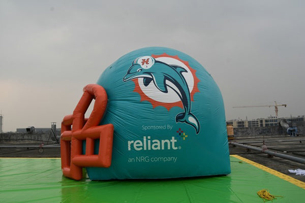 branded football helmet with logo on the side