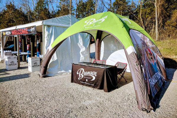 green and brown custom inflatable dome tent