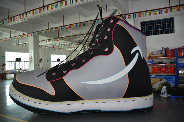 custom inflatable 10 ft tall x 13 ft wide shoe indoors