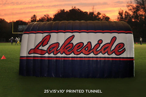 inflatable sports tunnel with Lakeside team branding