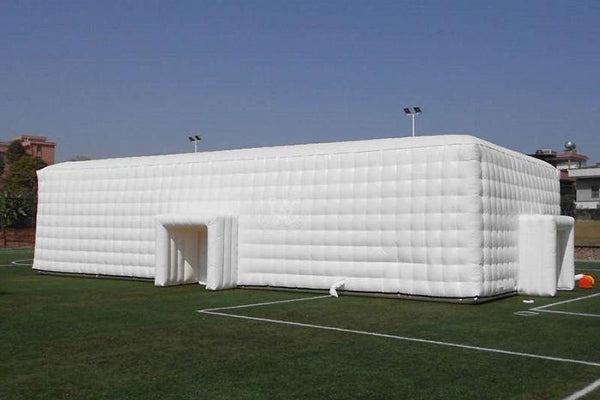 white custom shape inflatable dome tent on football field