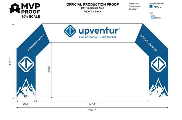 illustration showing design process of Upventur’s inflatable arch