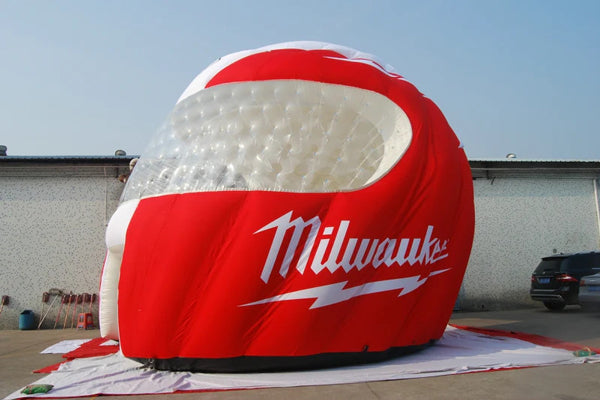 custom inflatable football helmet on drive through