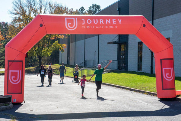 people at Journey Christian Church Custom Inflatable Arch
