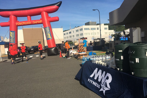 red custom giant inflatable at event start line