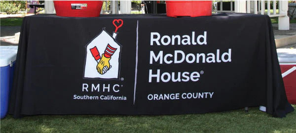 table with RMHC Custom Tablecloth